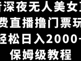 抖音深夜无人美女直播，付费直播撸门票玩法，轻松日入2000+，保姆级教程