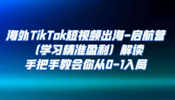 海外TikTok短视频出海-启航营（学习精准盈利）解读，手把手教会你从0-1入局
