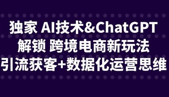 独家 AI技术ChatGPT解锁 跨境电商新玩法，引流获客+数据化运营思维