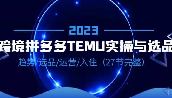 2023跨境·拼多多·TEMU实操与选品，趋势·选品·运营·入住（27节完整）