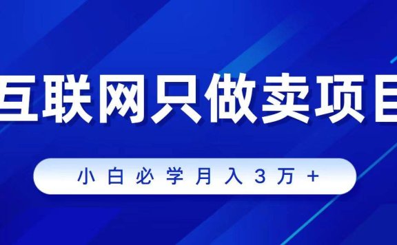 互联网的尽头就是卖项目，被割过韭菜的兄弟们必看！轻松月入三万以上！