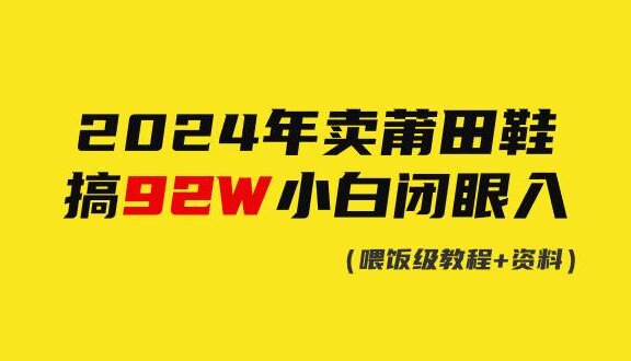 2024年卖莆田鞋，搞了92W，小白闭眼操作！