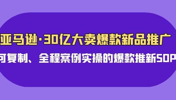 亚马逊30亿·大卖爆款新品推广，可复制、全程案例实操的爆款推新SOP
