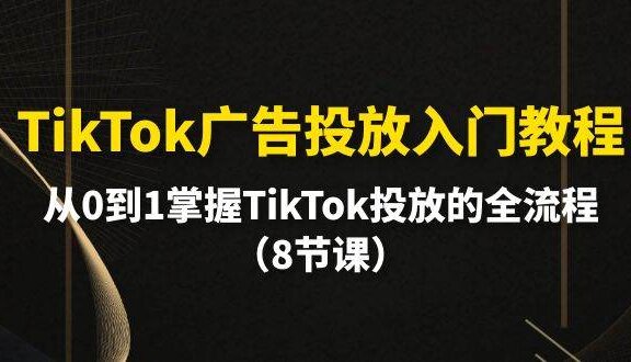 TikTok广告投放入门教程，从0到1掌握TikTok投放的全流程（8节课）