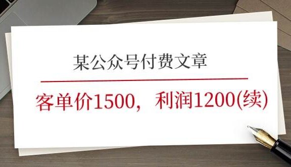 某公众号付费文章《客单价1500，利润1200(续)》市场几乎可以说是空白的
