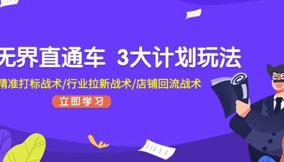 无界直通车 3大计划玩法，精准打标战术/行业拉新战术/店铺回流战术