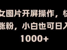 美女图片开屏操作，快速涨粉，小白也可日入1000+