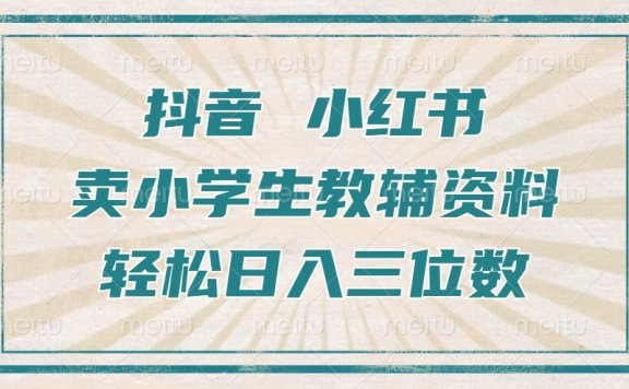 抖音小红书卖小学生教辅资料，一个月利润1W+，操作简单，小白也能轻松日入3位数