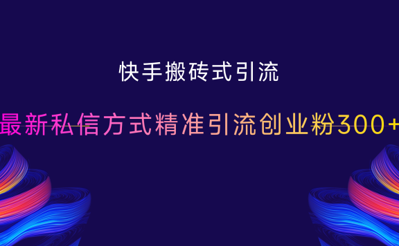 快手搬砖式引流，最新私信方式，精准引流创业粉300+