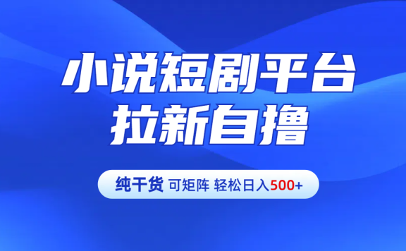 【纯干货】小说短剧平台拉新自撸玩法详解-单人轻松日入500+