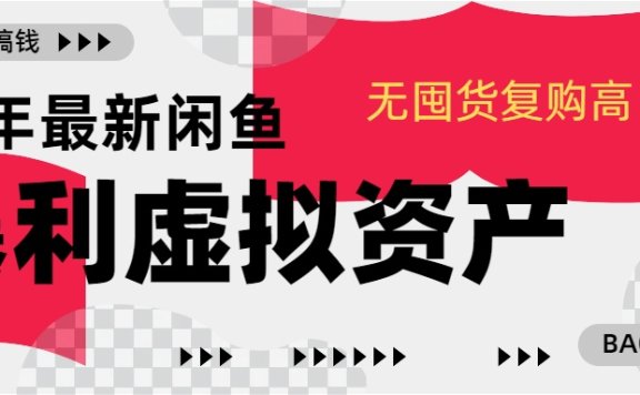 24年最新闲鱼暴利虚拟资产，无囤货复购高轻松日赚1000+，小白当日出单，快速变现