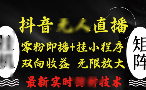 抖音无人直播最新独家玩法，小雪花+撸音浪双向收益，可矩阵放大
