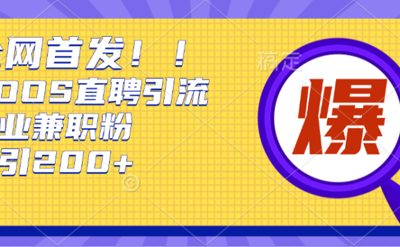 全网首发!BOOS直聘引流创业***粉，单号日引200+