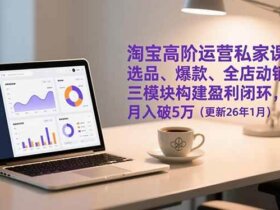 淘宝高阶运营私家课：选品、爆款、全店动销，三模块构建盈利闭环，月入破5万（更新26年1月）