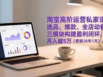 淘宝高阶运营私家课：选品、爆款、全店动销，三模块构建盈利闭环，月入破5万（更新26年1月）