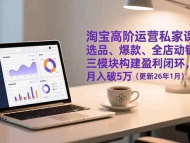 淘宝高阶运营私家课：选品、爆款、全店动销，三模块构建盈利闭环，月入破5万（更新26年1月）